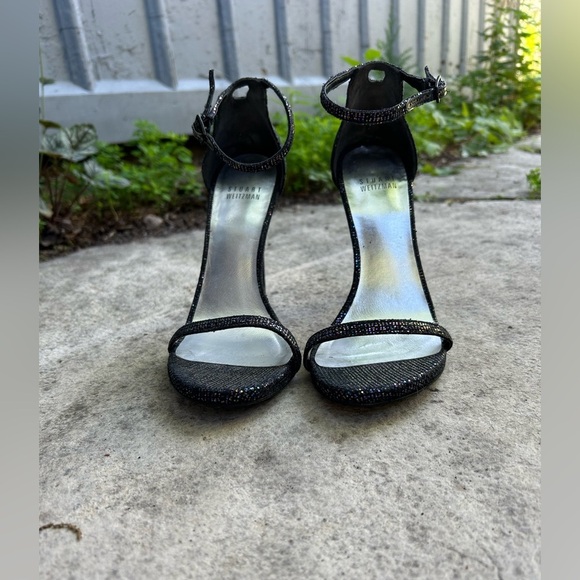 Stuart Weitzman Nudistong Glitter Heel, size 7.5 - Picture 3 of 15